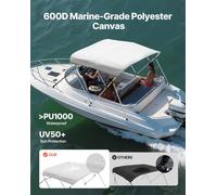 Bimini, housse de protection pour bottes, auvent de protection solaire (3 arcs) en polyester 600D avec cadre en alliage d'aluminium, auvent de protection solaire étanche pour bateau, avec sac de range