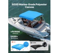 Bimini, housse de protection pour bottes, auvent de protection solaire (3 arcs) en polyester 600D avec structure en alliage d'aluminium, auvent de protection solaire étanche pour bateaux, avec sac de 