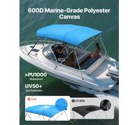 Bimini, housse de protection pour bottes, auvent de protection solaire (4 arcs) en polyester 600D avec cadre en alliage d'aluminium, auvent de protection solaire étanche pour bateau, avec sac de range