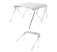 VEVOR Bimini Top Housse de bateau Auvent pare-soleil (4 arceaux) en polyester 600D avec cadre en alliage d'aluminium, auvent pare-soleil imperméable avec sac de rangement, 213-244 cm Gris clair