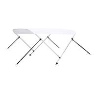 Bimini Top Bâche de bateau à 2 arches, blanche, 180 x 150 x 110 cm, résistante aux UV et à l'eau, avec cadre en aluminium, tendeur réglable, housse résistante aux intempéries pour bateau pneumatique