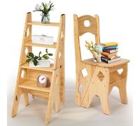 bimiti Chaise à Pliante en Bois Massif bibliothèque Pliante, Bois jusqu'à 180 kg, Multifonctionnel Fleurs et Chaise Stand d'exposition pour bibliothèque, Bureau, Support à Fleurs