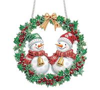 Bimkole Diamant Painting Pendentif Bonhomme De Neige, DIY 5D Painting Diamant Hanging Noël, Diamond Painting Suspendus Avec Chaîne, Pour Jardin Maison Mur Décoration De Fenêtre Et De Porte 20x20 cm
