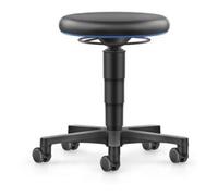 Bimos bimos Allround tabouret avec roulettes, similicuir noir, hauteur d'assise 450-650 mm, anneau de couleur bleu Quantité:1