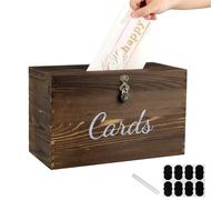 BIMUYI Boîte en bois pour cartes de mariage, enveloppe avec serrure, boîte cadeau pour réception, anniversaire et fête d'anniversaire