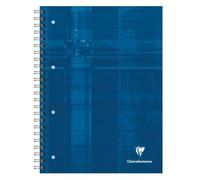 Bind'O Block cahier reliure intégrale A4+ 160 pages détachables perforé 4 trous petits carreaux + marge et cadre en-tête 4 couleurs de bandes Bleu - Bleu
