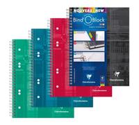 Bind'O Block cahier reliure intégrale A5+ 180 pages détachables perforées 6 trous ligné + cadre en-tête - Assortis