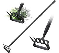 Binette de jardin 2 en 1, 152 cm de long, désherbeur et cultivateur, outil de jardinage ergonomique avec lame tranchante et 4 dents, étrivière en acier au carbone robuste pour désherber, ameublir le
