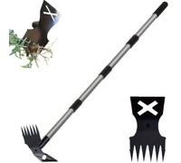 Binette de Jardin 2 en 1 avec Manche Long réglable, Outil Manuel | Lame durable en acier massif, poignée antidérapante pour le désherbage, le décompactage du sol(Five-section, 6-tooth)