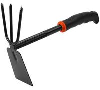 Binette et motoculteur à main, outil de jardin à double tête robuste avec lame en acier, râteau de jardin 2 en 1 à 3 griffes pour désherber, ameublir le sol, creuser et planter