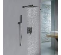 biniliubi Ensemble Robinetterie Douche EncastréE Noire Main Colonne Mitigeur Thermostatique Pommeau Robinet MéLangeur Bain Shower Baignoire SystèMe Pluie Thermostat Kit Douchette Robuste Durable