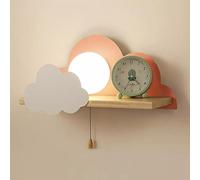 BININBOX Applique Murale LED Créatif Nuage Lune 7W Pull Cord Switch avec Étagère pour Rangement Décor de Chambre (Rose, lumière chaude)