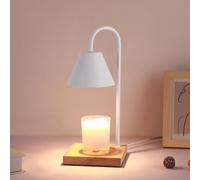 BININBOX Lampe Aromathétique Simple Fer Intensité Variable Lampe à Bougie Parfumée sans Flamme (Blanc, Bois)