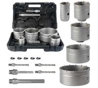 BINOTA Kit de 15 Pièces - Scies Cloche à Béton (40-125 mm) - Jeu de Trépan en Carbure de Tungstène, Queues SDS-Plus et SDS-MAX, Foret de Centrage Cruciforme - Perçage à Sec pour Béton, Brique, Pierre