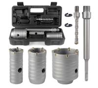 BINOTA Kit de 7 Pièces - Scies Cloche à Béton (30-60 mm) - Jeu de Trépan en Carbure de Tungstène avec Queue SDS-Plus et Foret Cruciforme, Perçage à Sec pour Béton, Brique, Pierre - Sans Eau Nécessaire