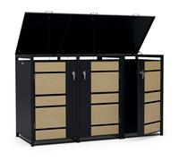 BinSafe conteneur à poubelles 3 poubelles 240 L résistant aux intempéries, verrouillable, acier galvanisé
