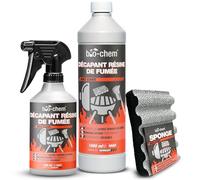 bio-chem Décapant résine de fumée de barbecue 500ml + 1L + éponge | Nettoyant degraissant 2 en 1 Vaporisateur nettoyant résine de Grill et Barbecue - Entretien grilles de barbecues
