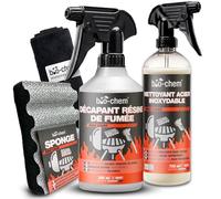 Bio-Chem Kit de Nettoyage pour Barbecue à gaz et Acier INOX 4 Produits | Décapant résine de fumée 500 ML + Produit Entretien INOX 750 ML - Chiffon Microfibres