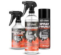 bio-chem Kit de nettoyage pour barbecue et four 3 produits | Nettoyant surfaces barbecues 750ml - Spray vaporisateur d’huile 200ml - Basic Set 3 Produits - Adapté pour Airfryer