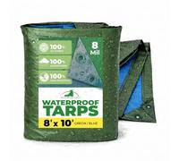 Bio Green Bâche imperméable 20,3 x 25,4 cm - Bâche Multi-Couches en Film stratifié croisé - Idéale pour l'agriculture, Le Camping, la Housse de Meubles, 100% polyéthylène Recyclable, Vert/Bleu, 20,3