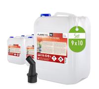 Bioéthanol 100% FLAMBIOL 9 x 10 L- Combustible Liquide Dénaturé pour Cheminée et Foyer à l'éthanol - Usage Intérieur - Combustion Propre et Quasi Inodore