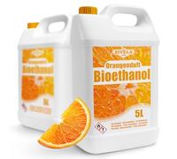 Bioéthanol 96,6 % 10 l | Alcool bio parfum orange 96,6 % 2 x 5 l | Bioéthanol pour cheminée, cheminée de table, cheminée au bioéthanol | Parfum orange | Combustion propre, sans fumée, flamme vive et