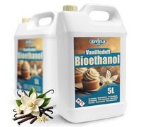Bioéthanol 96,6 % 10 l | Alcool bio parfum vanille 96,6 % 2 x 5 l | Bioéthanol pour cheminée, cheminée de table, cheminée au bioéthanol | Parfum vanille | Combustion propre, sans fumée, flamme vive et