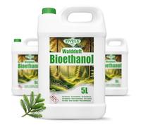Bioéthanol 96,6% 15L | Alcool Parfum Forêt 3 x 5L | Pour Cheminée, Cheminée de Table | Combustion Propre, Sans Fumée
