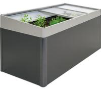 Biohort Abri-ventilation pour serre chaude, jardinière surélevée 2 x 1, quartz gris métallisé