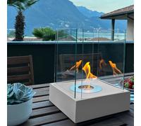 BIOKAMIN Cheminée au bioéthanol autonome 33 x 26 cm | Cheminée à l'éthanol compacte et moderne pour une décoration élégante de l'habitat | Maison, jardin (Gris)