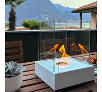 BIOKAMIN Cheminée au bioéthanol autonome 33 x 26 cm | Cheminée à l'éthanol compacte et moderne pour une décoration élégante de l'habitat | Maison, jardin (blanc)