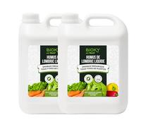Bioky® Humus de Lombric Liquide 2x5 L, Engrais Organique | Terreau liquide & Substrat Organique, Réparation Naturelle du Sol, Microbes et Acides Humides, Cosses plus Productives
