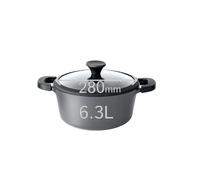 BIOL Casserole en aluminium 6 litres avec revêtement anti-adhésif, couvercle en verre et poignées amovibles en silicone, convient à l'induction, pour tous les types de cuisinières