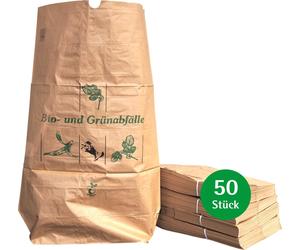 bioMat Sacs en papier compostables 120l pour déchets verts, 50 sacs en papier pour déchets de jardin, 2 couches, résistant à la déchirure, résistant à l'humidité