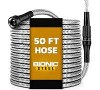 BIONIC STEEL Tuyau d'arrosage en métal de 50 pieds en acier inoxydable 304 - Raccords en aluminium super résistants et flexibles, légers, résistants à l'écrasement, sans nœuds et anti-torsion
