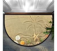 Bioputty Paillasson demi-rond, motif palmier tropical d'été, antidérapant, lavable, durable, décoration d'intérieur, tapis en demi-lune pour sol, intérieur et extérieur, salon, chambre à coucher,