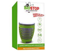 Biostop Anti-Insectes Lampe Ampoule Anti-Moustiques Rechargeable 2en1
