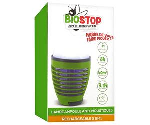 Biostop Anti-Insectes Lampe Ampoule Anti-Moustiques Rechargeable 2en1