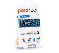 BIOSYNEX - PARAKITO - Bracelet Anti-Moustiques Rechargeable - 2 Recharges Incluses - 1 Mois d'Utilisation - Sans DEET - Motif Girafe Bleu - Taille Adulte