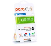 BIOSYNEX - PARAKITO - Bracelet Anti-Moustiques Rechargeable - 2 Recharges Incluses - 1 Mois d'Utilisation - Sans DEET - Motif Never Give Up Vert - Taille Adulte