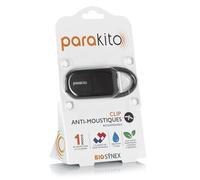 BIOSYNEX - PARAKITO - Clip Anti-Moustiques Réutilisable - 2 Plaquettes Incluses aux Huiles Essentielles - 1 Mois de Protection - Sans DEET - Coloris Noir - Pour Sac à Dos ou Autre Équipement
