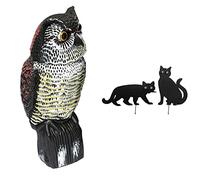 Biotop B2400 Chouette Épouvantail, Tourne la Tête avec Le Vent, Fonctionne sans Piles, Marron & Maximex pour effrayer Les Oiseaux pour Chat Lot de 2, Noir, 1,6 x 37 x 29 cm, 71964900