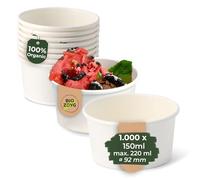 BIOZOYG 1000x gobelet à glace en carton 150 ml blanc - bol jetable sans plastique et recyclable - ramequin dessert bol a emporter