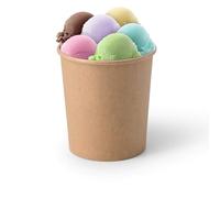BIOZOYG 1000x gobelet à glace en carton 400 ml marron - bol jetable sans plastique et recyclable - ramequin dessert bol a emporter