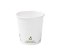 BIOZOYG 1000x gobelets jetables 100 ml / 4 oz, Ø 62 mm blanc avec icônes environnementales - gobelet carton sans plastique et en matériaux durables - gobelet cafe