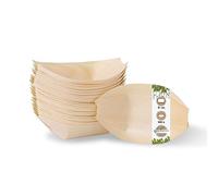 BIOZOYG 100x barquette alimentaire jetable en bois 24,5 cm - bol jetable naturelle et moderne - barquette frite, bol aperitif