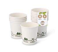 BIOZOYG 100x gobelets jetables 100 ml / 4 oz, Ø 62 mm blanc avec motif environnemental - gobelet carton sans plastique et en matériaux durables - gobelet cafe
