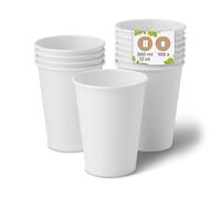BIOZOYG 100x gobelets jetables 300 ml / 12 oz, Ø 90 mm blanc - gobelet carton sans plastique et en matériaux durables - gobelet cafe