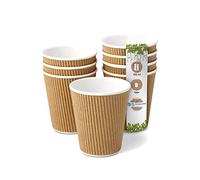 BIOZOYG 100x gobelets jetables isothermes 250 ml / 10 oz, Ø 90 mm blanc/brun - gobelet carton à double couche et sans plastique et - gobelet cafe