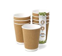 BIOZOYG 100x gobelets jetables isothermes 300 ml / 12 oz, Ø 90 mm blanc/brun - gobelet carton à double couche et sans plastique et - gobelet cafe